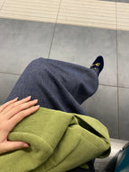 FALDA LARGA CON COSTURAS AZUL RAYA